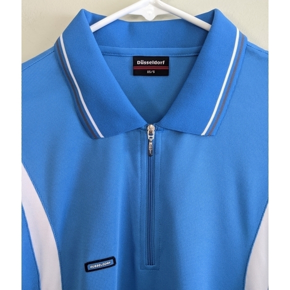 Dusseldorf Blue and White Quarter Zip Pullover Size Small - Picture 2 of 7